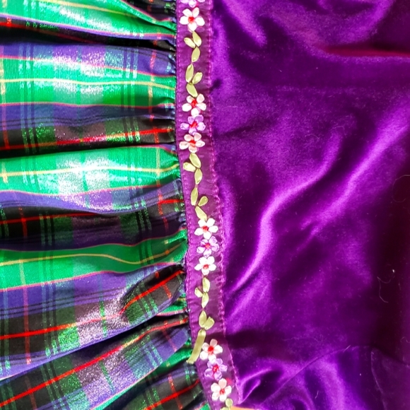 Girl's size 3T Holiday Christmas Dress by Rose Cottage long sleeve green purple - Picture 6 of 7